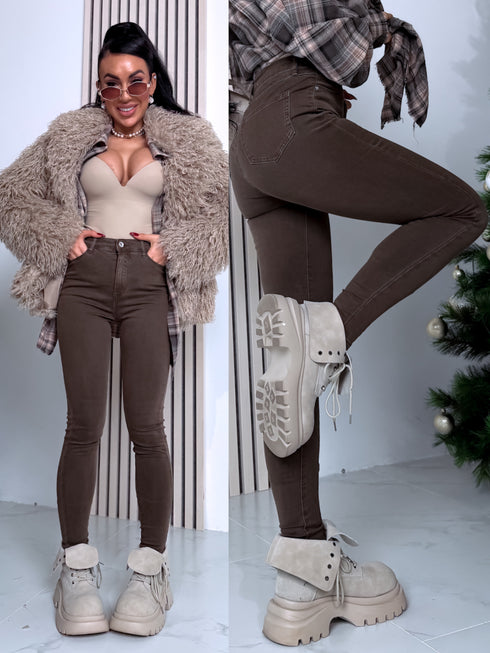 Brūnas, SECOND SKIN džinsa bikses Q552-34