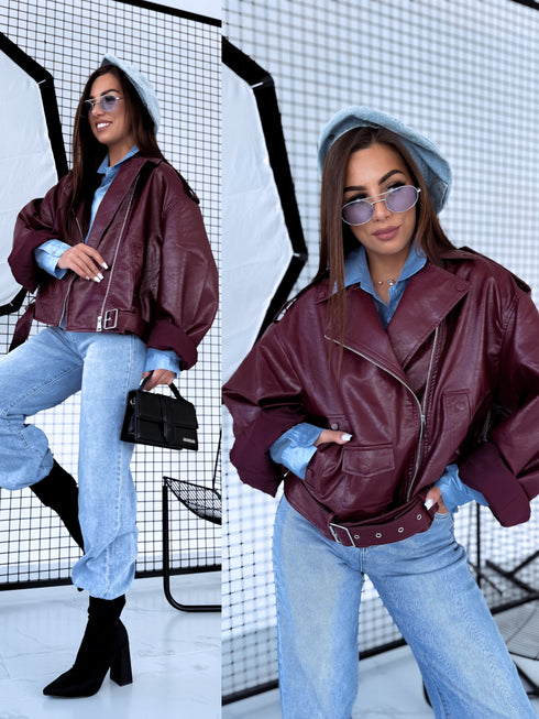 BORDEAUX "LOYALITY" leather imitation jacket 10366