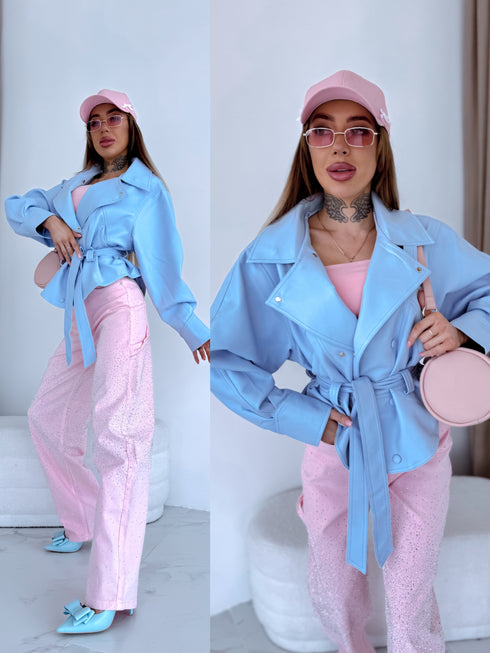 LUX odos imitacijos striukė "GUEST" PU83 - ŠVIESIAI MĖLYNA