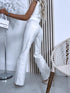 WIDE LEG bikses K603-135 "WHITE LEATHER"
