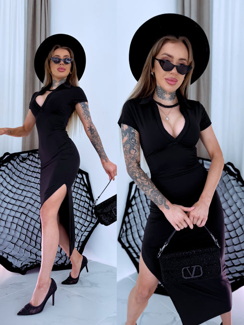 Elastic dress "BODY CONTOUR VD2101" - BLACK