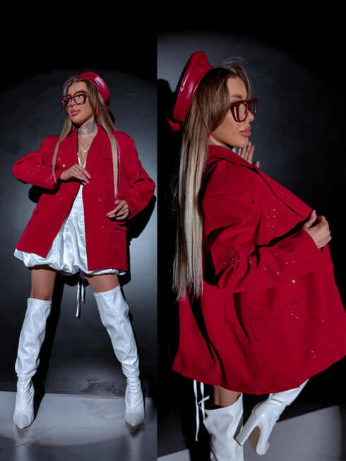 LUX žakete ar kristāliem "FLASH V5200" - SARKANA