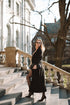 "PARIS CHIC 8017" long trench coat - BLACK