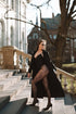"PARIS CHIC 8017" long trench coat - BLACK