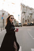 "PARIS CHIC 8017" long trench coat - BLACK