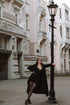 "PARIS CHIC 8017" long trench coat - BLACK