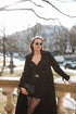 "PARIS CHIC 8017" long trench coat - BLACK