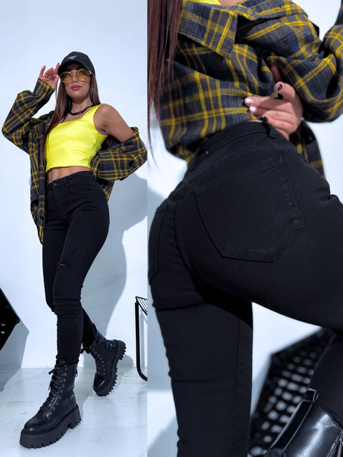 "FRAY T5397-11" džinsai su plėšymais - JUODOS