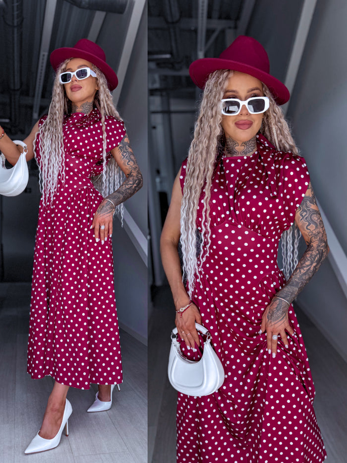 DOTTED dress "TOO MUCH" 1367 - BORDEAUX