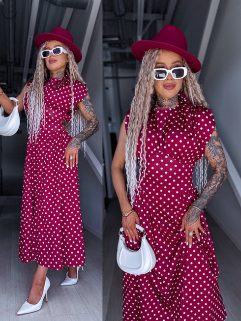 DOTTED dress "TOO MUCH" 1367 - BORDEAUX