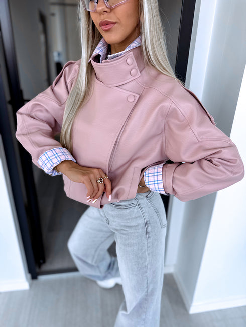 Faux Leather Jacket "CITY VIBE" 8670 - OLD PINK