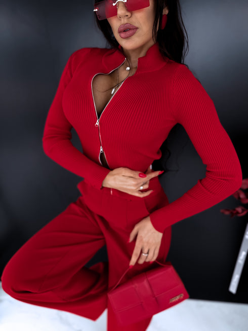 Knitted jacket "POPPIN" - RED