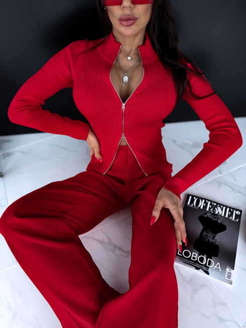 Knitted jacket "POPPIN" - RED