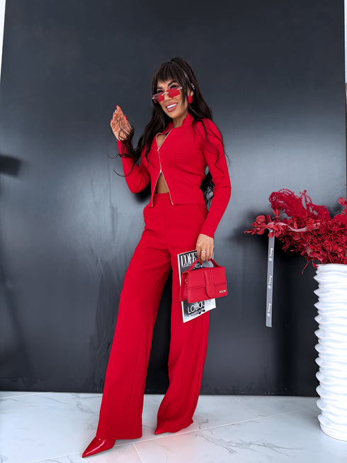 Knitted jacket "POPPIN" - RED