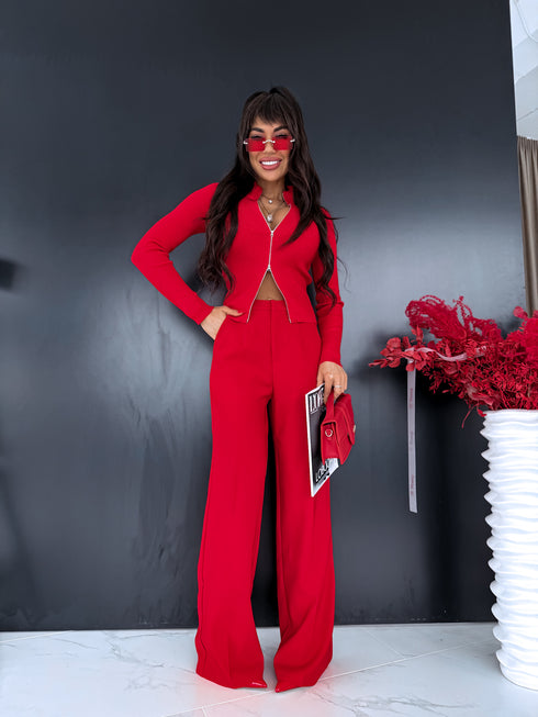 Knitted jacket "POPPIN" - RED