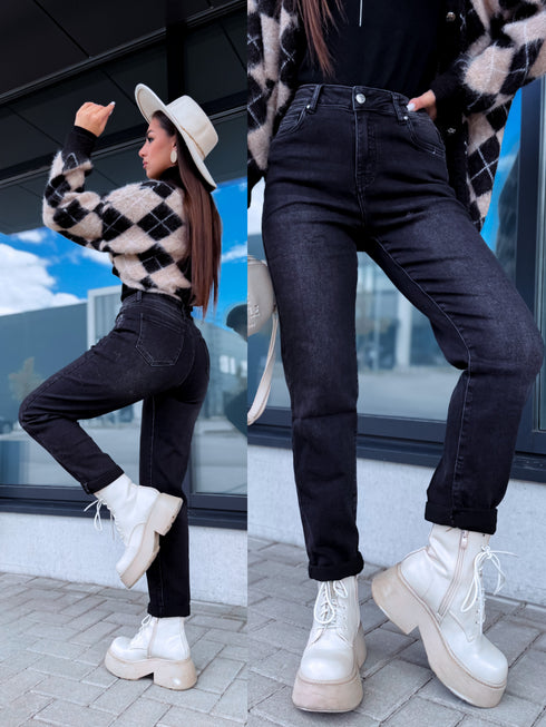 GRAPHITE GRAY mom fit jeans "THROWBACK" HM329-8