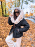 Jacket "Marbella FC7627" - BLACK WITH BEIGE FUR