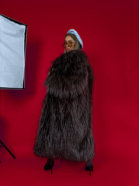 LUX artificial fur coat "ICY" LD05- choco