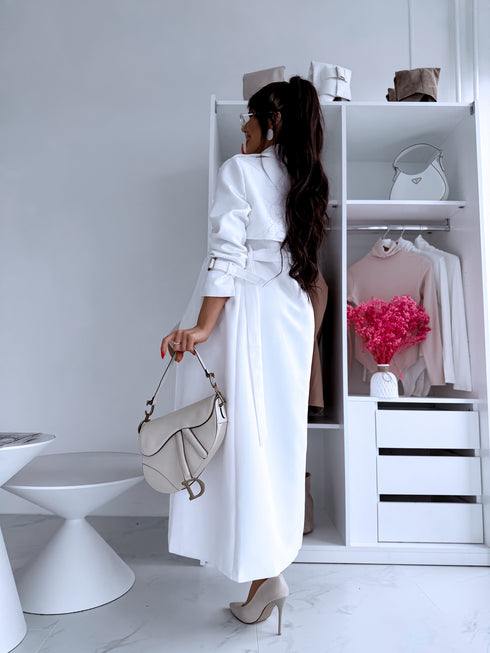 Lightweight Autumn Trench Coat - White