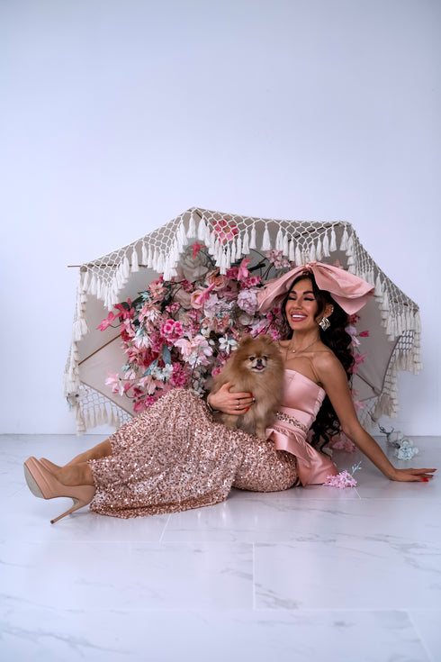 Dress, flitter dress "MERMAID" - NUDE