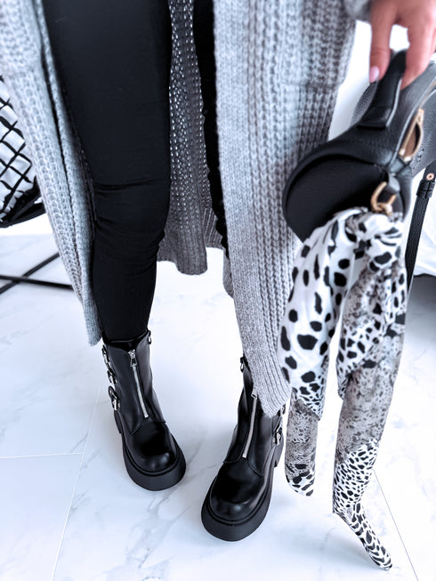 Zābaki ar dekoratīvo rāvējslēdzēju "BUCKLE Y2075" - MELNI