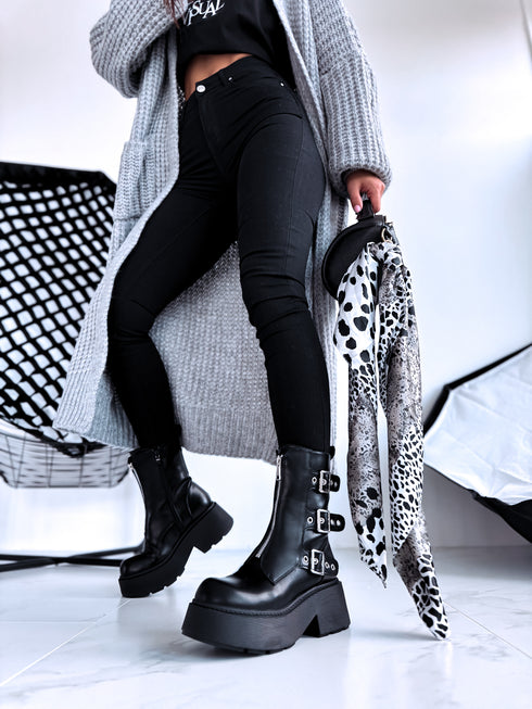 Zābaki ar dekoratīvo rāvējslēdzēju "BUCKLE Y2075" - MELNI