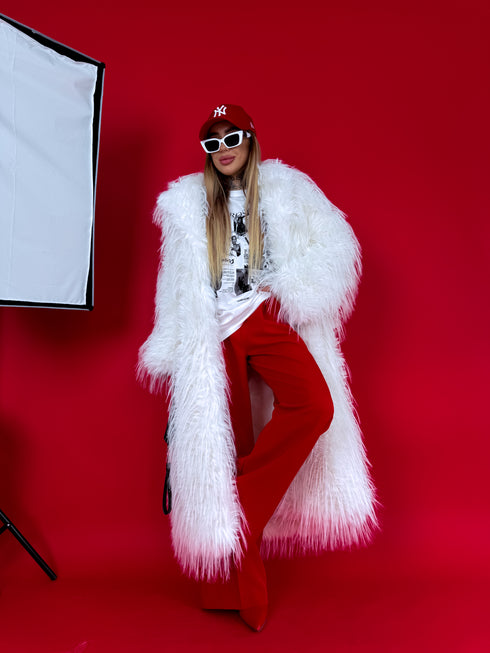 LUX artificial fur coat "ICY" LD05- white