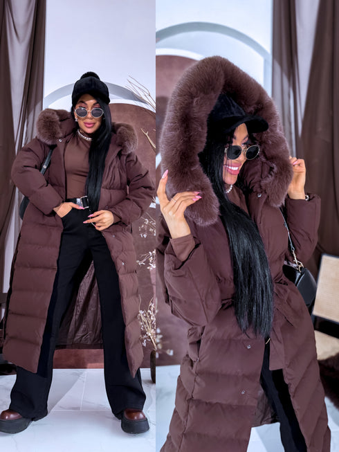 Длинная куртка "CLIMATE ZONE" FC7529 - шоколадно-коричневая