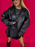Куртка из искусственной кожи "MATCHA CV2139" - ЧЕРНАЯ
