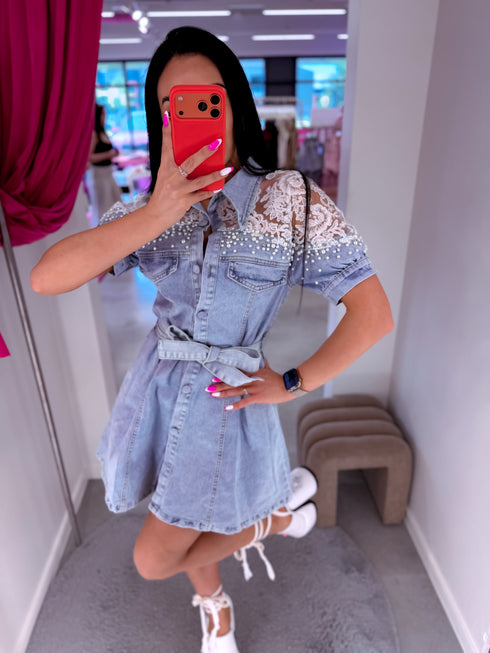 Denim dress "PEARL DENIM" TR0880 - LIGHT BLUE