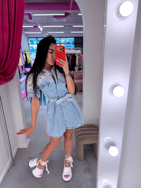 Denim dress "PEARL DENIM" TR0880 - LIGHT BLUE