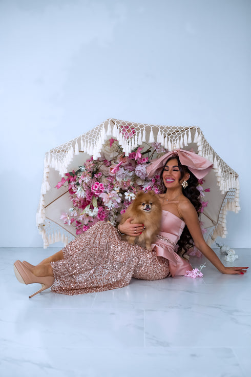 Dress, flitter dress "MERMAID" - NUDE