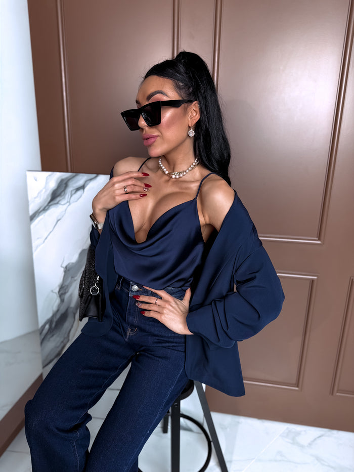Navy blue, ONE SIZE jacket + blue top