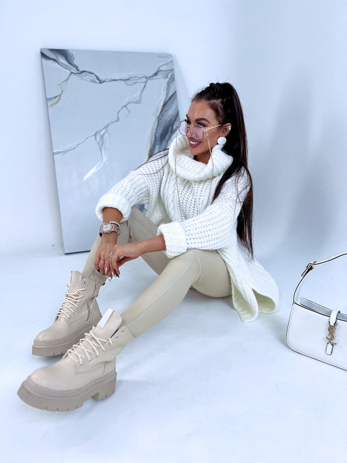 ELYNDI extended wool sweater - white