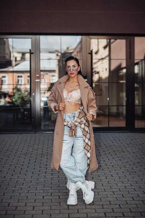 Svītrota raksta mētelis "MILADY" 88082 - KARAMEĻU