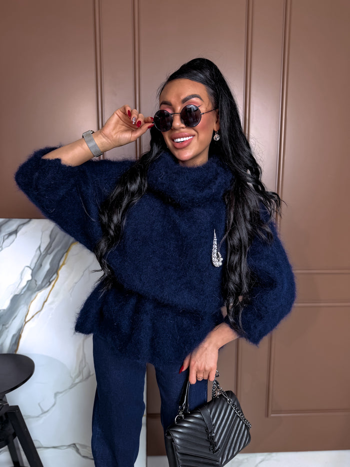 Вязаный джемпер "MOHAIR" - ТЕМНО-СИНИЙ