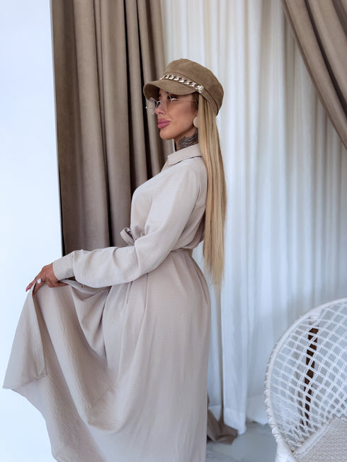 "MASTERPIECE" ilga suknelė - SMĖLIO spalvos