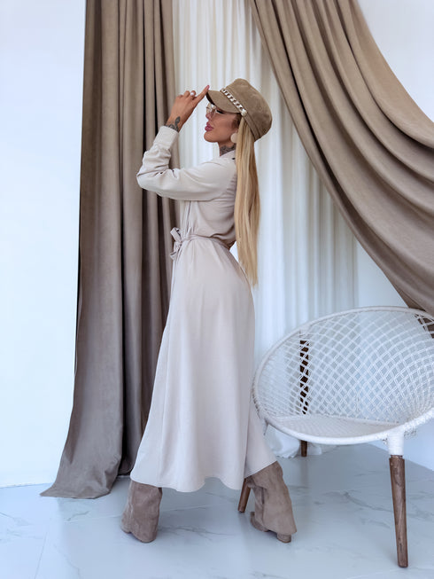 "MASTERPIECE" ilga suknelė - SMĖLIO spalvos