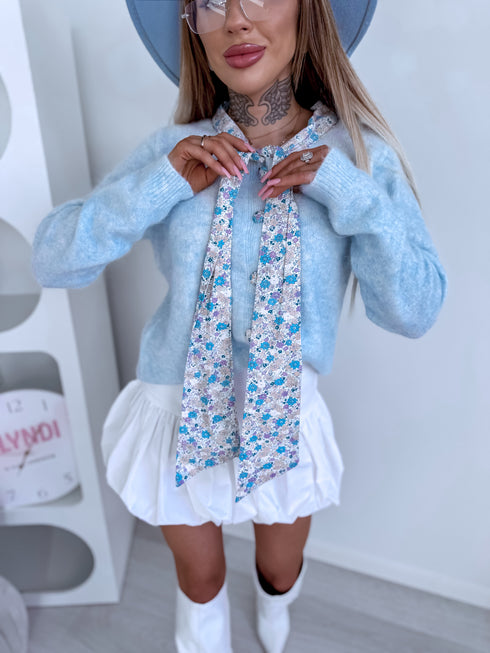 Adīta jaka "Floral Collar" W48431 - GAIŠI ZILA