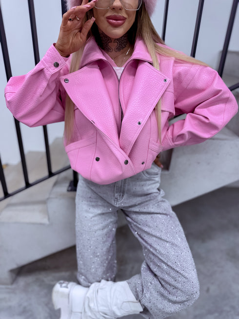 Ādas imitācijas virsjaka "JUICY KISS 16182" - MAIGI ROZĀ