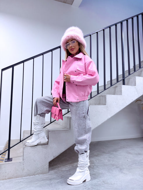 Ādas imitācijas virsjaka "JUICY KISS 16182" - MAIGI ROZĀ