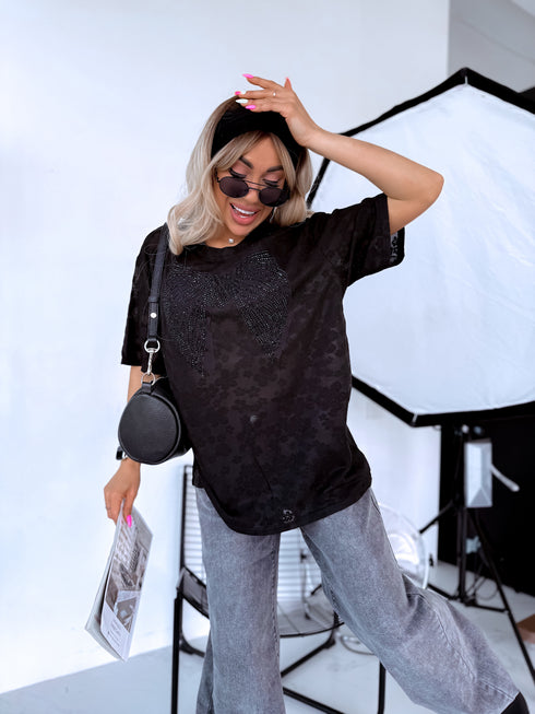 Tīkliņveida t-krekls "AESTHETIC" - MELNS