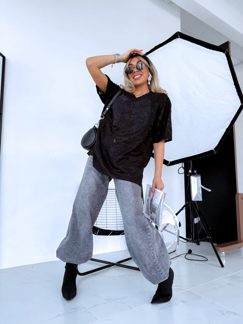 Tīkliņveida t-krekls "AESTHETIC" - MELNS