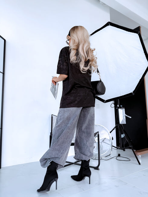 Tīkliņveida t-krekls "AESTHETIC" - MELNS