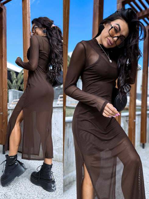 Tinklinė suknelė ilgomis rankovėmis + apatiniai sijonai - CHOCO