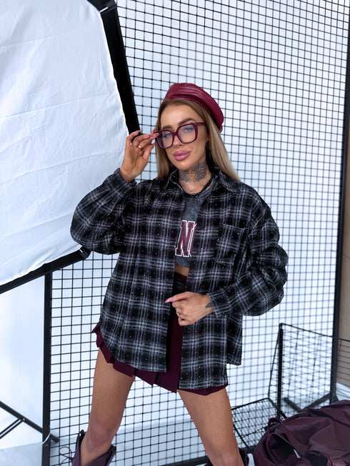 LUX Checked Shirt "KIND" LM81 – Dark Grey PRE-ORDER