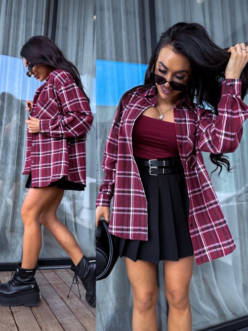 Ripped shirt "TEXAS" ME207 - BURGUNDY