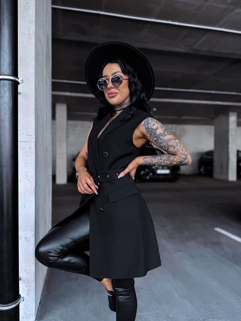 Sundress "GOLDEN BUTTON" - BLACK