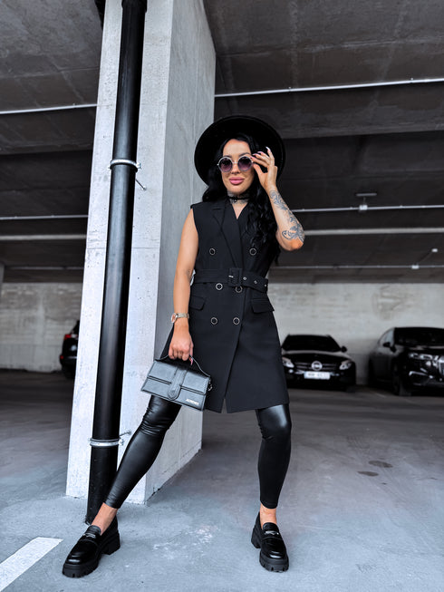 Sundress "GOLDEN BUTTON" - BLACK