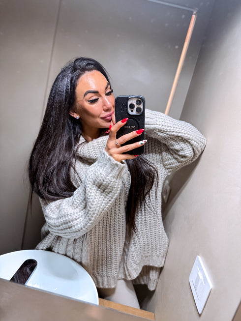 ELYNDI extended wool sweater - light beige